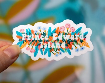 Pegatina de vinilo floral de la Isla del Príncipe Eduardo PEI