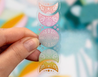 Etiqueta engomada clara del vinilo de las fases de la luna del arco iris pastel