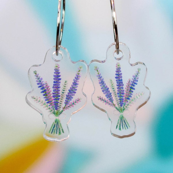 Boucles d'oreilles bouquet de fleurs de lupin, pendentifs fleurs sauvages, cadeau pour amoureux de la nature