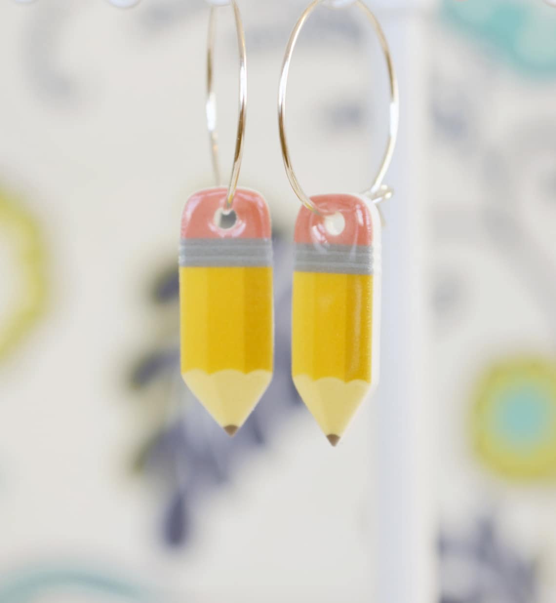 Yellow Pencil Earrings Artist Earrings or Teacher Gift Etsy
