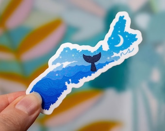 Pegatina de vinilo de olas de ballenas de Nueva Escocia