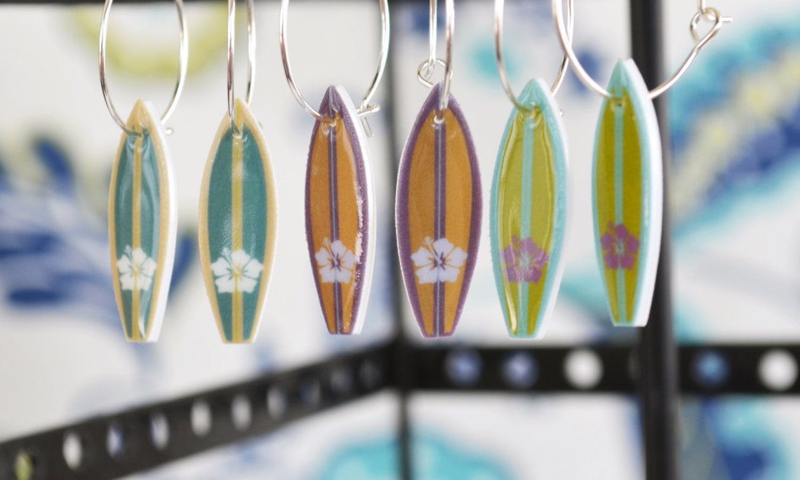 Surfboard Earrings Surf Jewelry Choose Your Color. Etsy