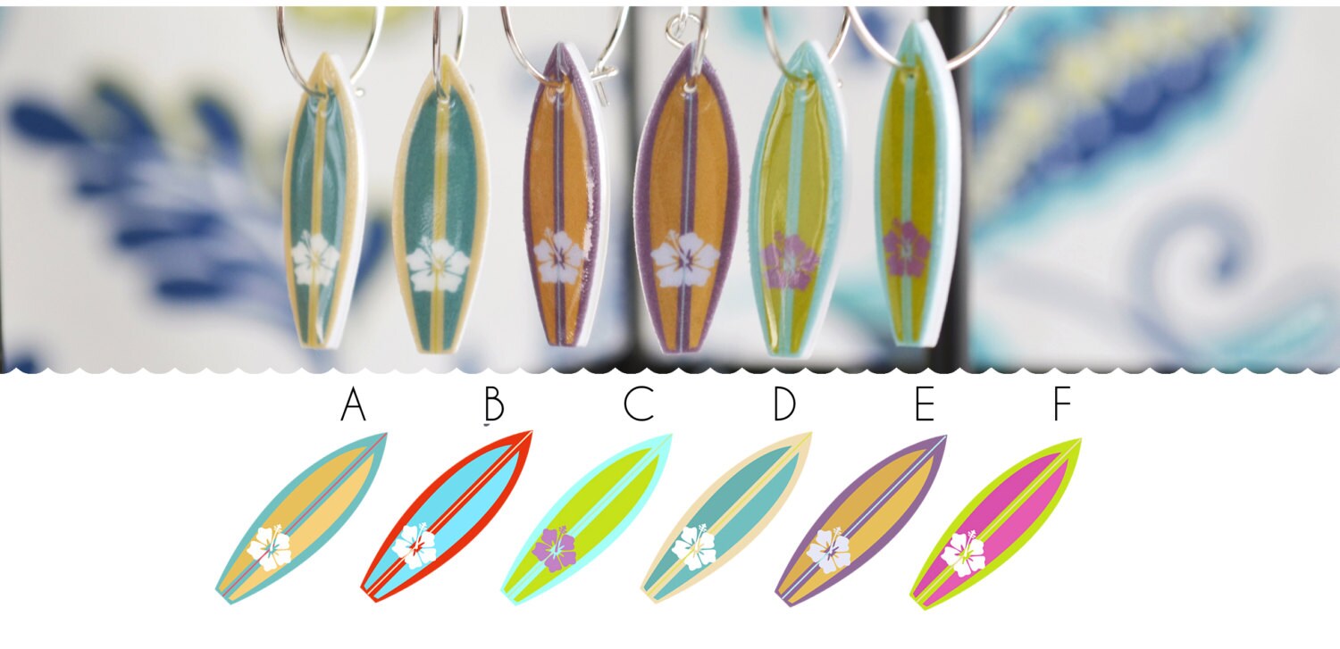 Surfboard Earrings Surf Jewelry Choose Your Color. Etsy