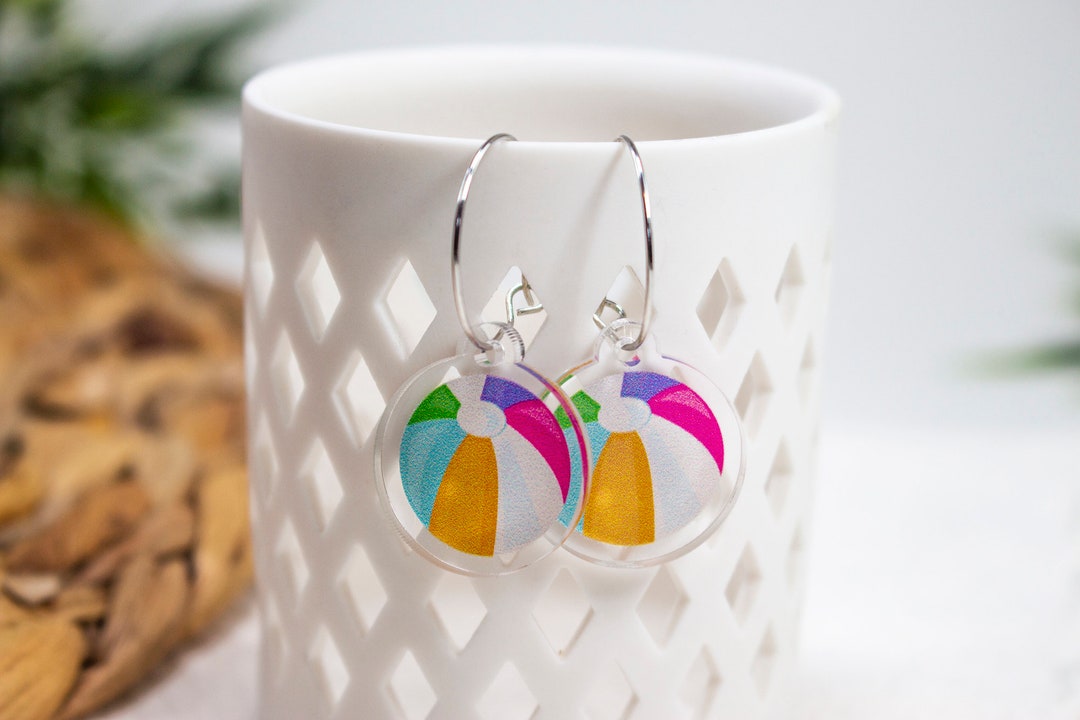 Beach Ball Earrings Fun Summer Jewelry Etsy