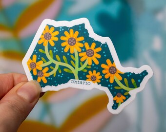 Ontario Green Sunflower Vinyl Sticker