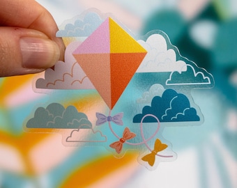 Pegatina de vinilo transparente de cometas en las nubes