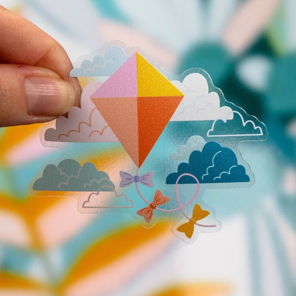 Clear Kites in the Clouds Vinyl Sticker