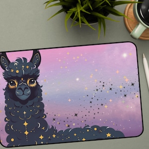Starry Llama Desk Mat: Gaming Mouse Pad, Fantasy Office Decor