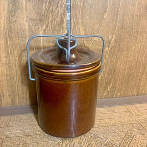 Vintage Brown Glazed Stoneware Cheese Crock
