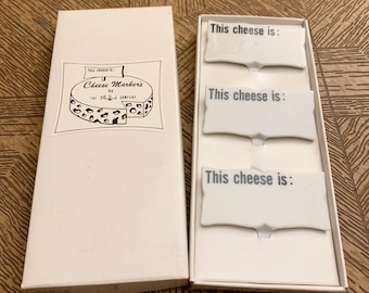 Marcadores de queso de porcelana de la década de 1970 de The Shafford Company.