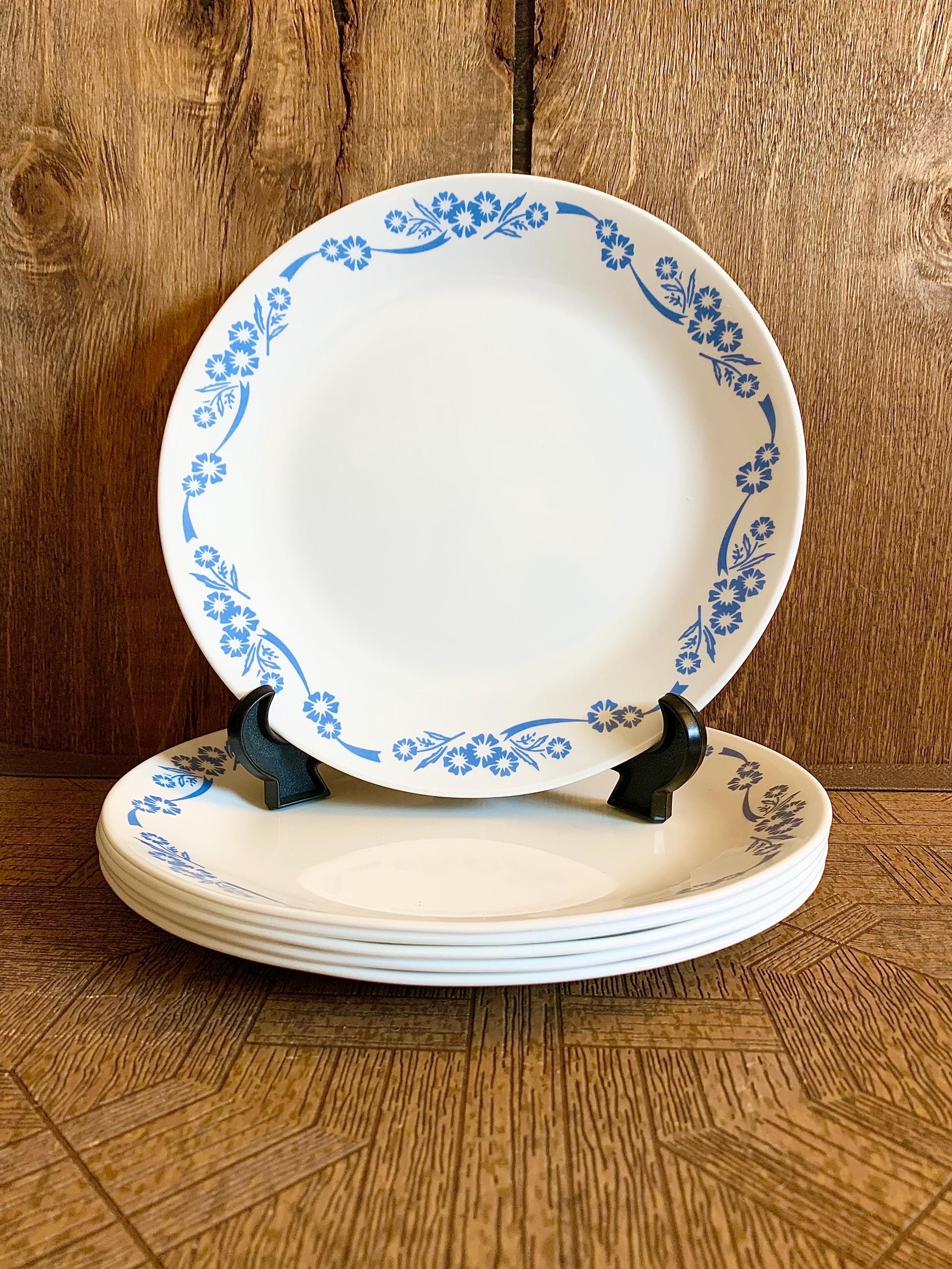 Set of (6) Corelle Vitrelle Dinner Plates Blue Cornflower