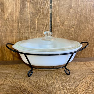 Vintage 1Qt Glasbake Casserole with Stand