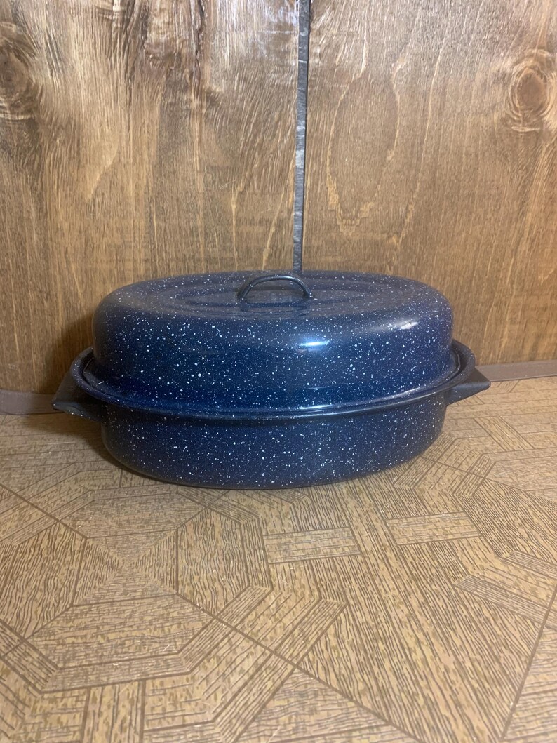 Vintage Enamelware Roaster - 13x8 Inch - Etsy