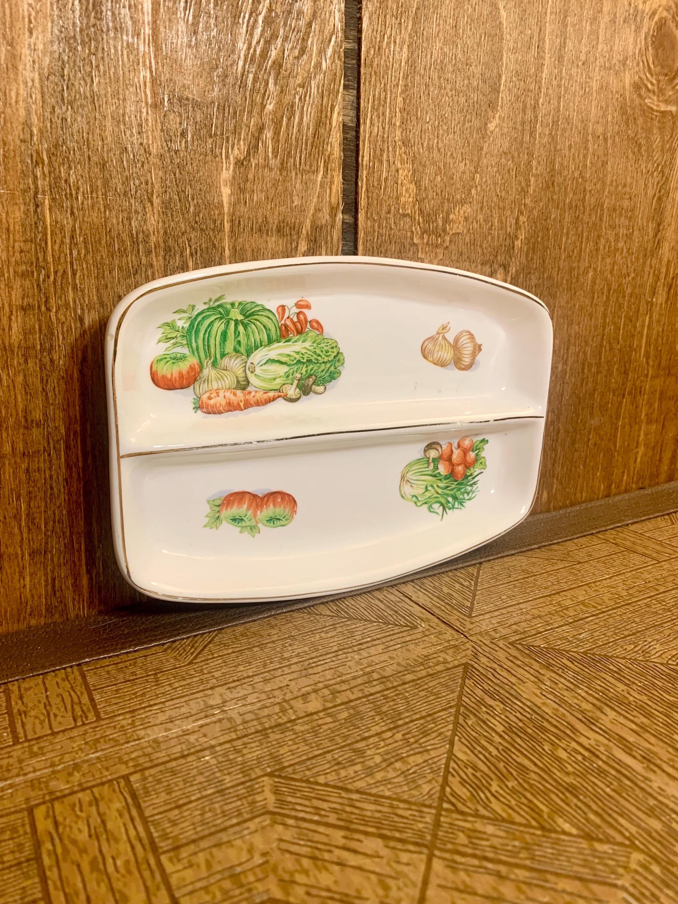 レトロな陶器の野菜盛り付け皿 - Etsy 日本