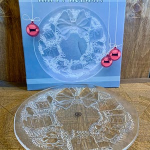 Vintage Crystal Holiday Serving Platter- 12 inch