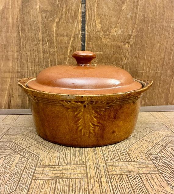 Antike Steingut Backform mit Deckel - 23 cm