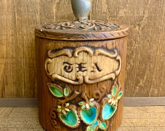 Recipiente de cerámica para té de la década de 1970 de Treasure Craft