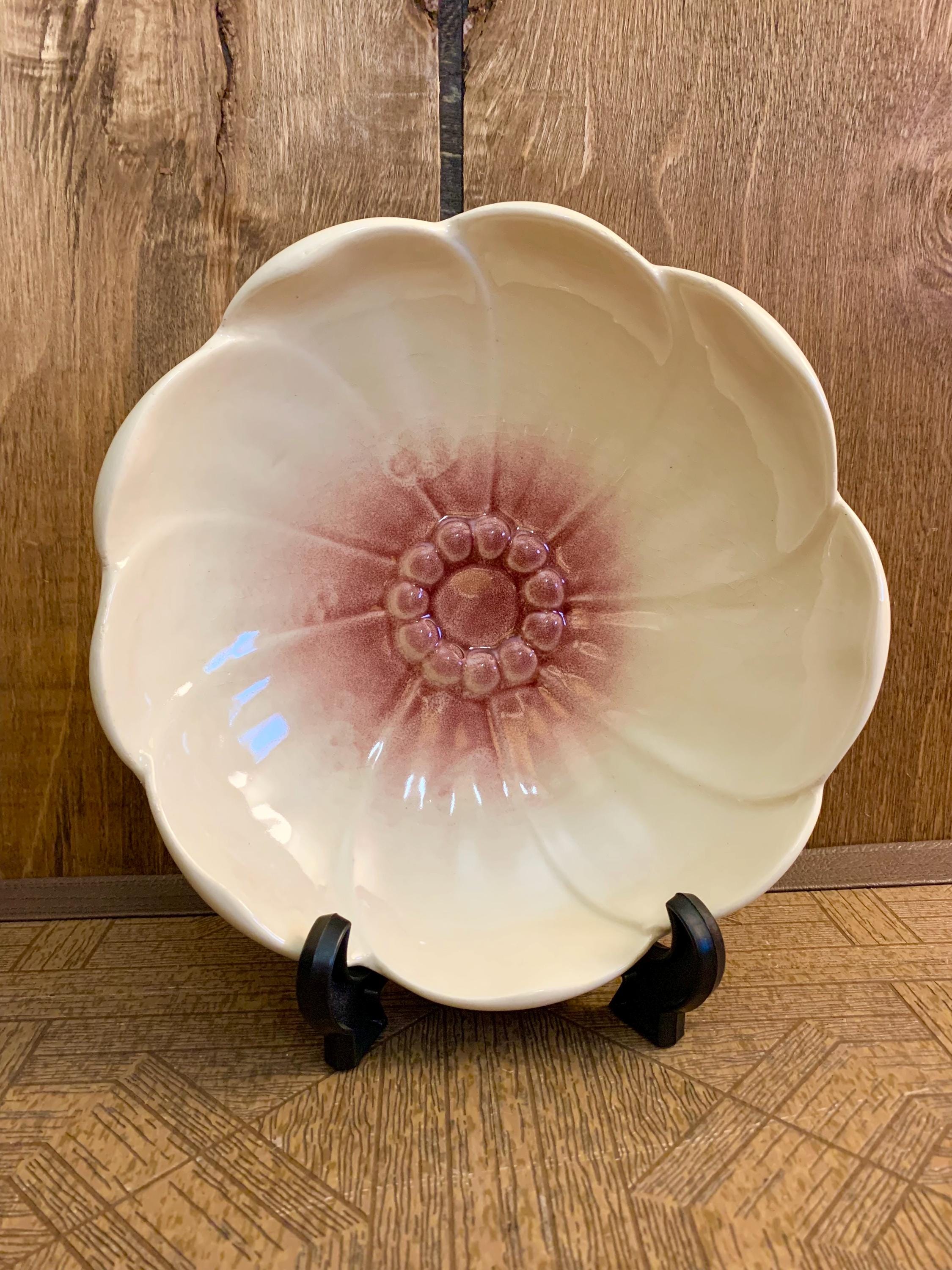 アンティーク　足つき花柄陶器ボウル ヴィンテージ ライトピンクの花柄陶器ボウル - Etsy 日本