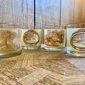 Set of (4) Vintage Currier & Ives “Four Seasons” Glasses
