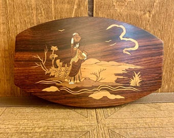 ヴィンテージ寄木細工の木製象嵌アートパネル - Etsy 日本