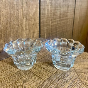 Mid Century Crystal Candlestick Holders