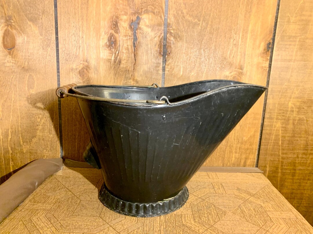Rustic Ash Bucket Vintage Coal Ash Bucket With Wooden Handle - Etsy