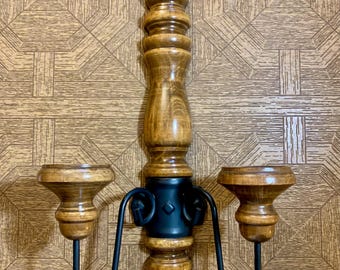 Vintage Wooden Candle Wall Sconce