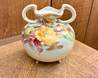 Antieke handbeschilderde Nippon-vaas - 7 inch