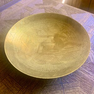 Vintage Egyptian Etched Gold Plate