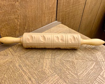 Rodillo de madera repujado estilo vintage - 40 cm (16 pulgadas)