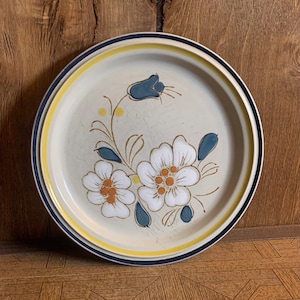 Plato vintage de gres de 12 pulgadas