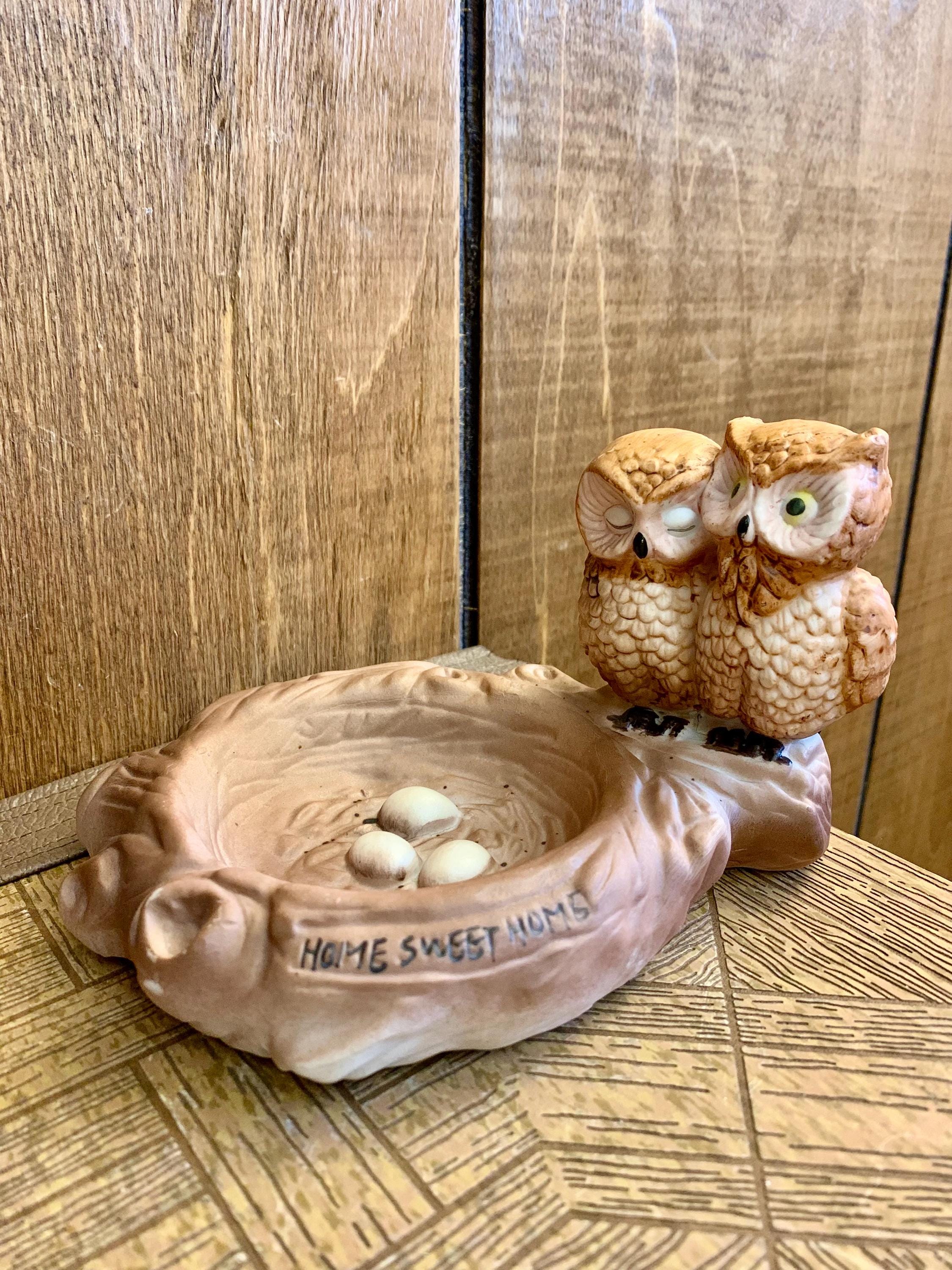 Vintage 1970’s Ceramic Owl Nest Ashtray or Trinket Tray