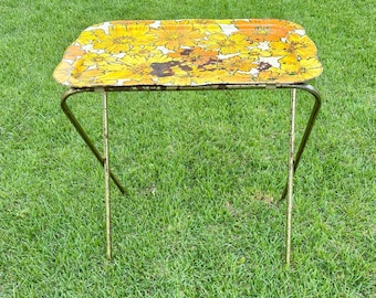 1970’s Metal TV Tray With Legs - Wear to Top