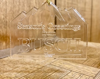 1980’s Plastic Busch Beer Promotional Christmas Ornaments