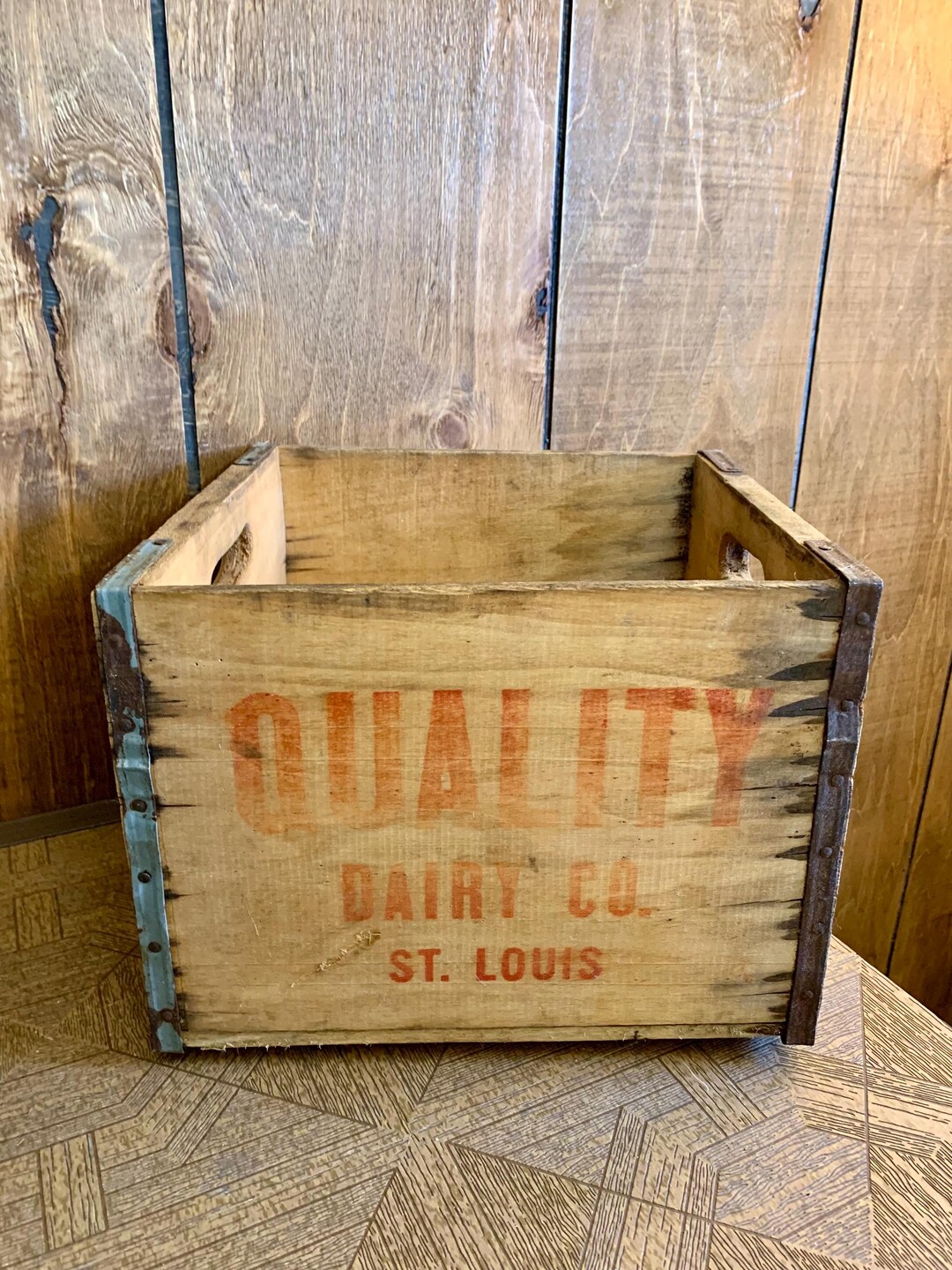 Antique Wooden Milk Crate - Quality Dairy Co. St. Louis, MO - Etsy
