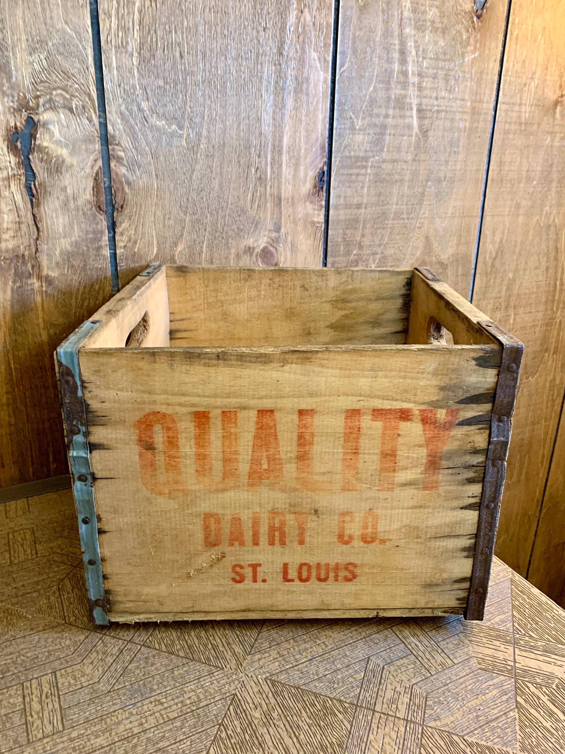 Antique Wooden Milk Crate - Quality Dairy Co. St. Louis, MO - Etsy