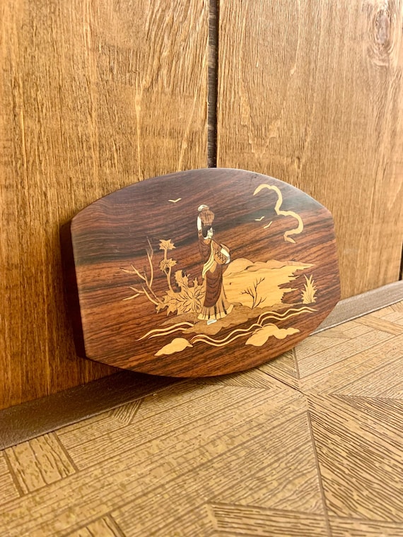 ヴィンテージ寄木細工の木製象嵌アートパネル - Etsy 日本