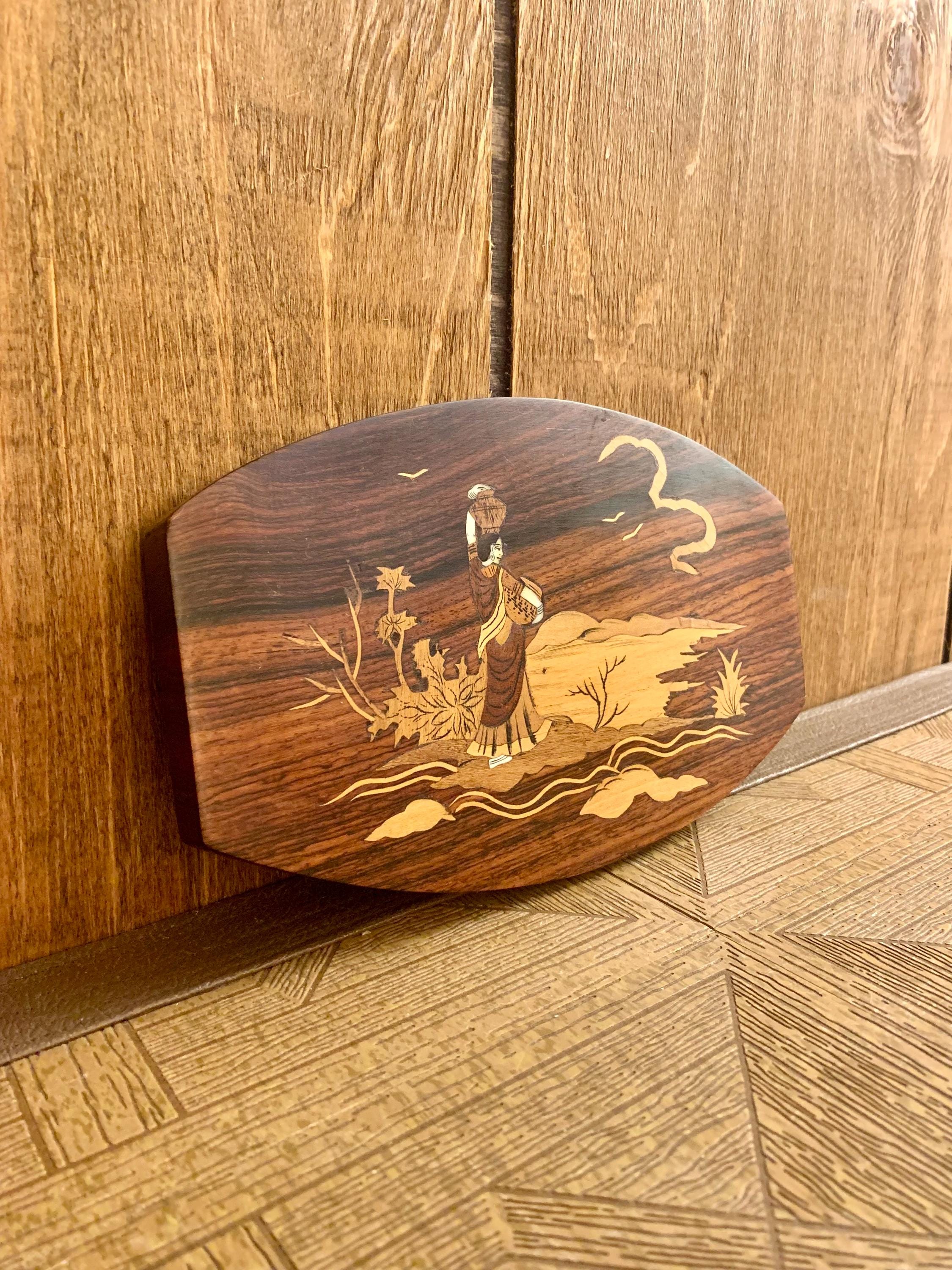 ヴィンテージ寄木細工の木製象嵌アートパネル - Etsy 日本