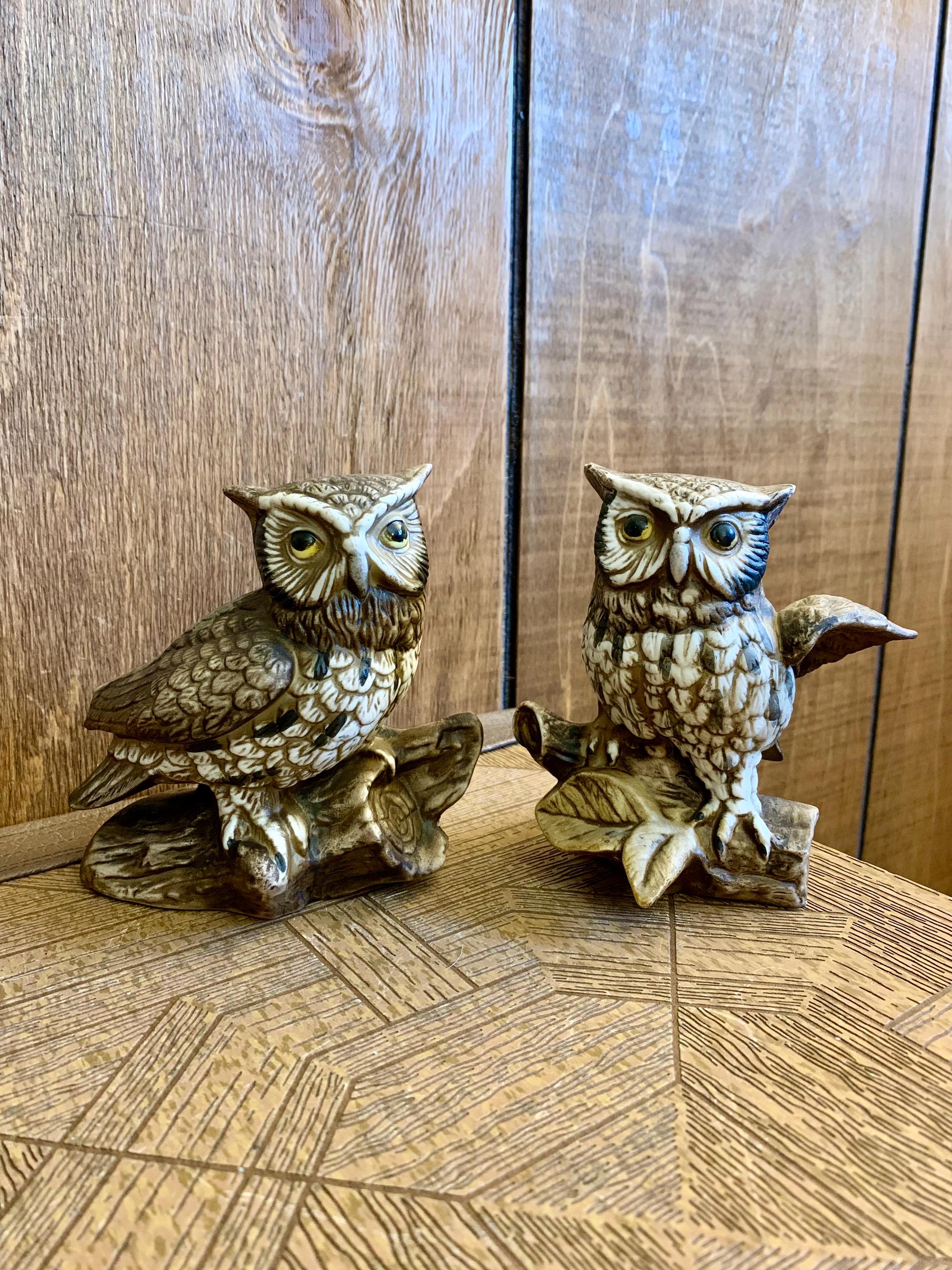 Pair (2) of 1970’s Homco Ceramic Owl Figurines