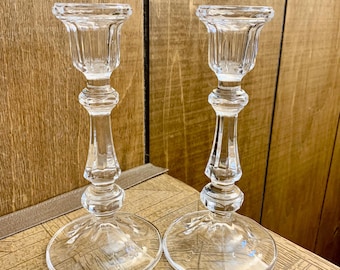 Pair of Vintage Cristal d'Arques Candlestick Holders- 8 inch