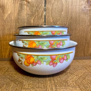 1970’s Set of (3) Enameled Steel Bowls