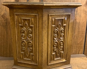 Cubo de basura de imitación madera de los años 60