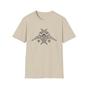 Medieval Bible Angel Catholic Iconography Orthodox Cross Soft T-Shirt