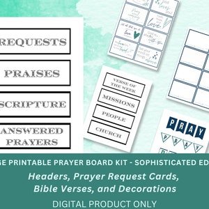 Kit de quadro de oração para impressão - Edição sofisticada - Grupo de oração da igreja cristã Cartões de versículos bíblicos Atividades artesanais Download instantâneo