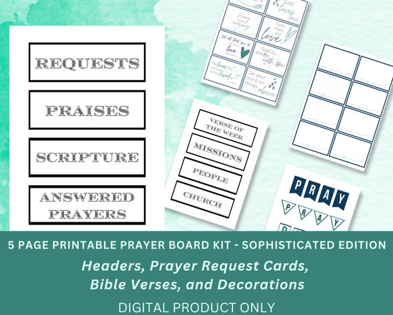 Printable Prayer Board Kit Sophisticated Edition Christian Church