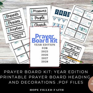 Kit de quadro de oração para impressão - edição de 2025 a 2028 - grupo de oração da igreja cristã - cartões de versículos bíblicos - atividade de artesanato - download instantâneo