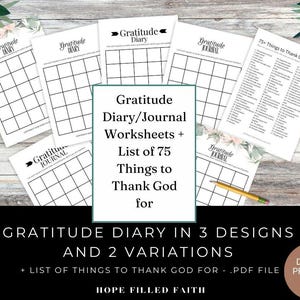 Printable Gratitude Diary or Journal & 75+ Things to Thank God For .PDF file