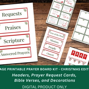 Kit de quadro de oração para impressão - Edição de Natal - Grupo de oração da igreja cristã Cartões de versículos bíblicos Atividades artesanais Download instantâneo