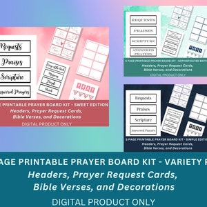 Printable Prayer Board Kit - Variety Pack - Christian Church Prayer Group Bible Verse Cards Craft Activity Instant Download