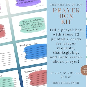 Kit boîte à prières imprimable - groupe de prière chrétien temps calme église verset de la Bible cartes activité artisanale téléchargement immédiat